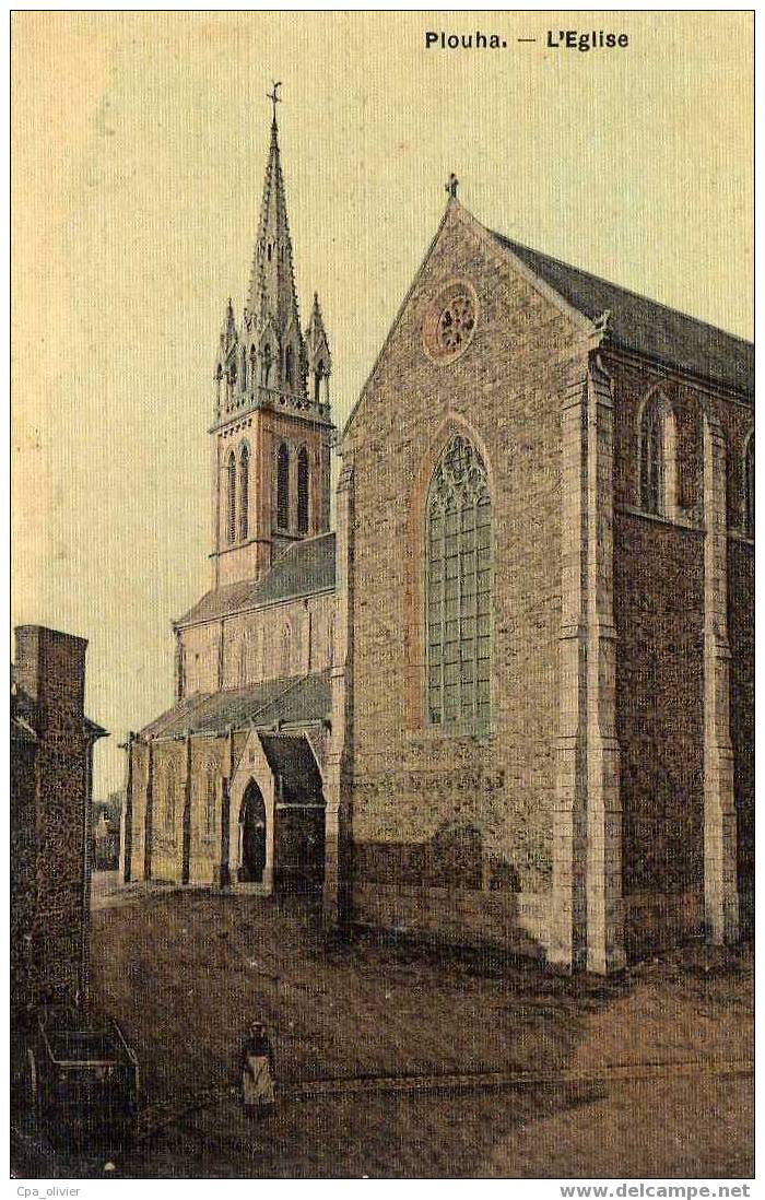 22 PLOUHA Eglise, Cate Toilée, Colorisée, Ed Huet, 190? - Plouha