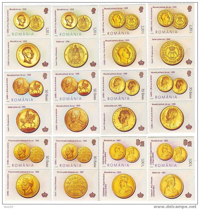 THE ROMANIAN COIN HISTORY GOLDEN COINS,mint Stamps + Labels. - Monnaies