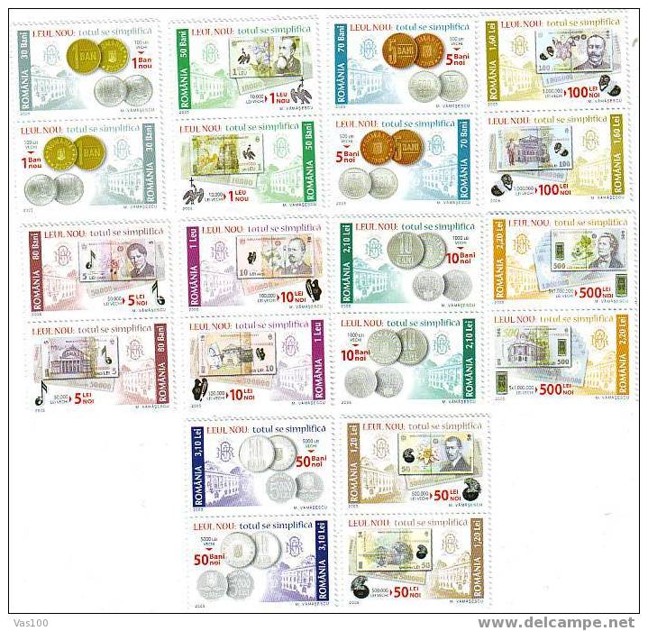 THE ROMANIAN COIN New 2005 FULL SET ,MNH. - Monete