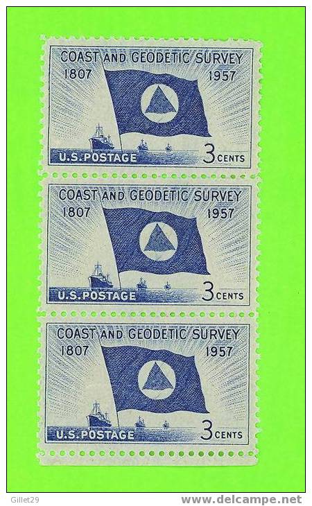 U.S. STAMPS - 3 X 0.03ç  - SHIPS, COAST AND GEODETIC SURVEY - 1807-1957 - - Nuovi