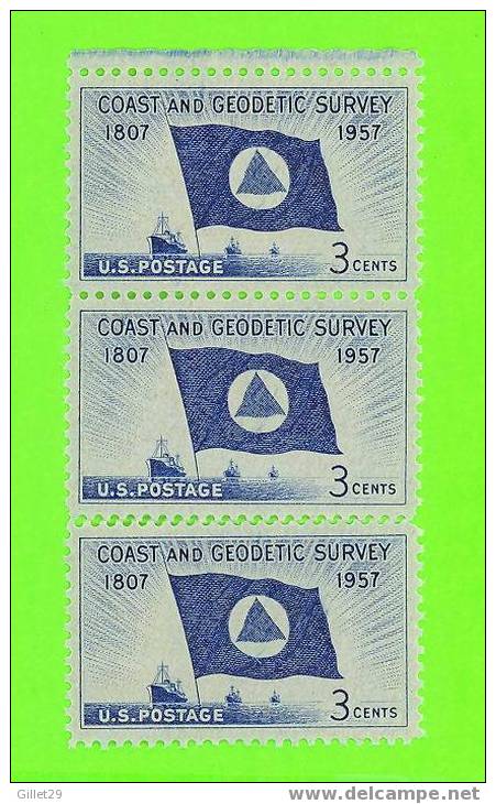 U.S. STAMPS - 3 X 0.03ç - SHIPS,  COAST AND GEODETIC SURVEY - 1807-1957 - - Unused Stamps
