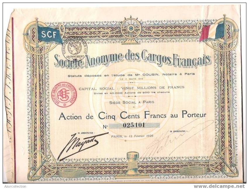 TITRE  S.A. CARGOS FRANCAIS - Navigation