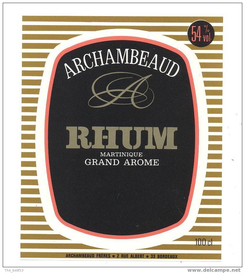 Etiquette  De Rhum  Martinique  -   Archambeaud - Rum