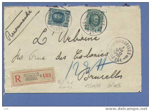 194+208 Op Aangetekende Brief Met Stempel BRUSSEL 8F - 1922-1927 Houyoux