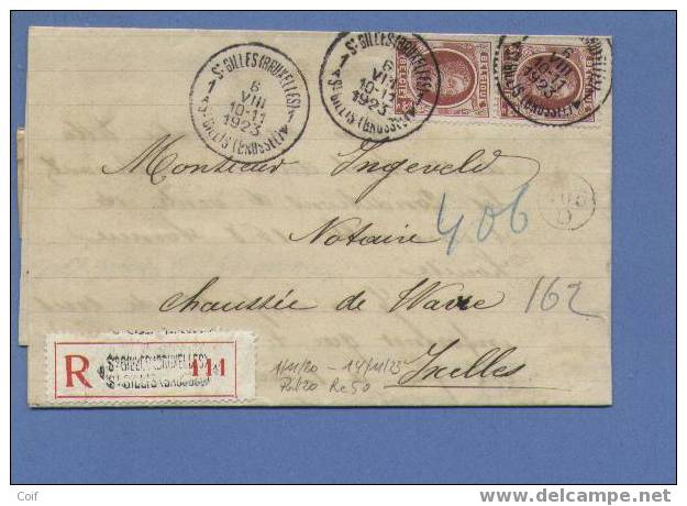 201(2) Op Aangetekende Brief Met Stempel ST-GILLIS (BRUSSEL) 1A - 1922-1927 Houyoux
