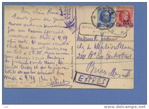 247+257 Op Kaart (het Park) Per EXPRES Met Telegraafstempel HEYST - 1922-1927 Houyoux