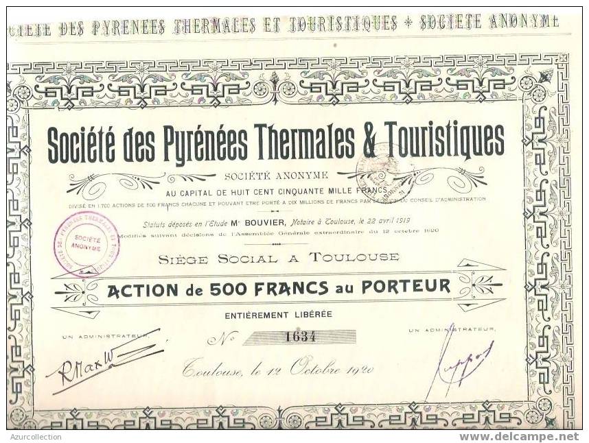 TITRE  .PYRENEES THERMALES .TOULOUSE .31 - Tourism