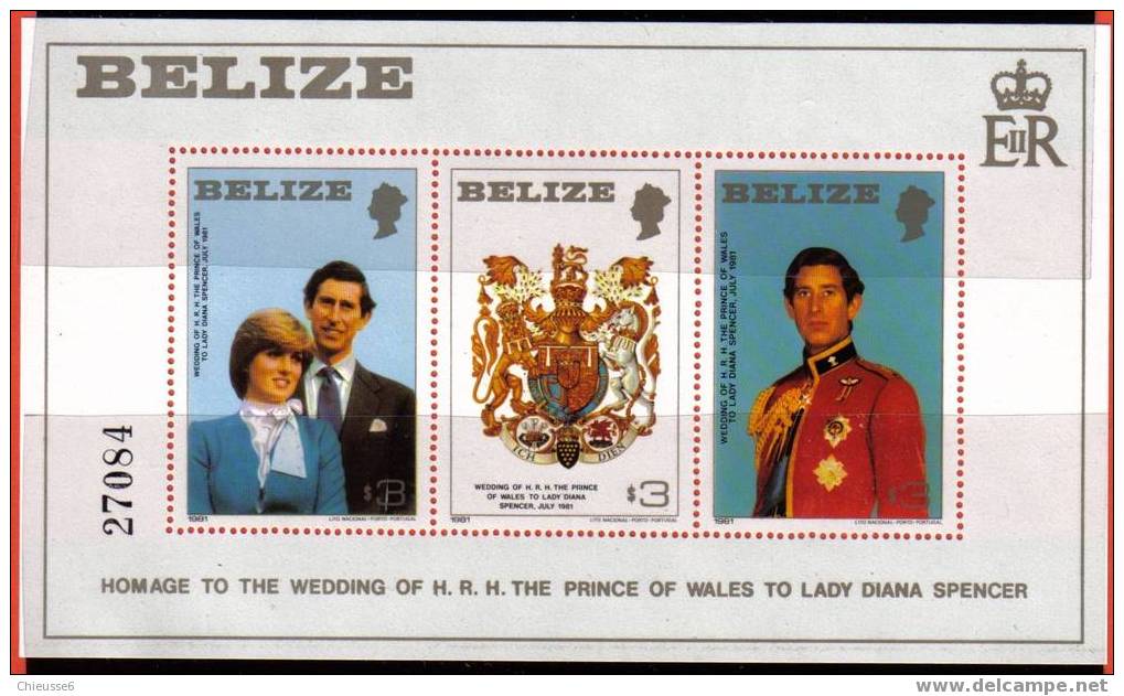 Belize ** Bloc N° 25   - Mariage Royal Du Prince Charles - Belize (1973-...)