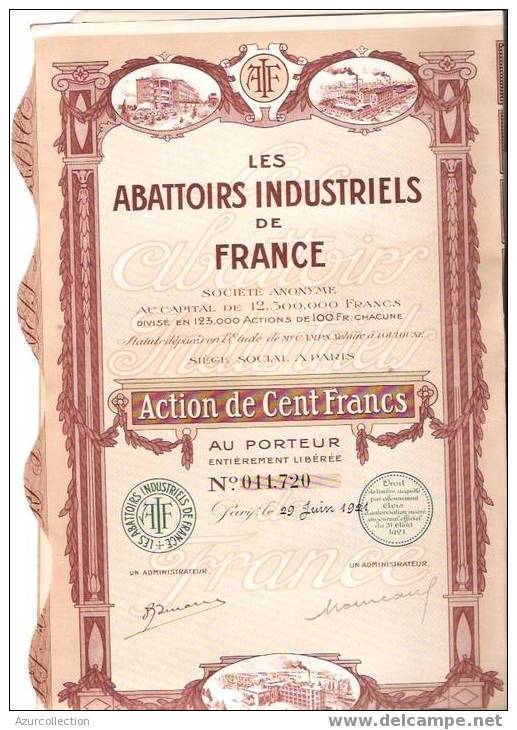 TITRE  .ABATTOIRS DE FRANCE - Industrie