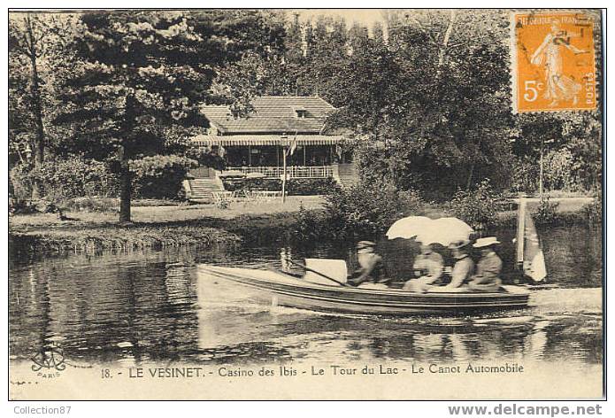 78 - YVELINES - LE VESINET - CASINO Des IBIS - TOUR Du LAC En CANOT AUTOMOBILE - Edit. L´ABEILLE 18 - Le Vésinet