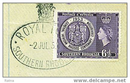 Rhodesie Du Sud : Lettre Recommandée Du Train Royal Pour Natal Oblitération Speciale 1953 Vrai Courrier - Rhodésie Du Sud (...-1964)