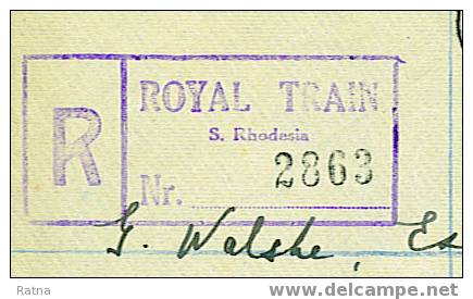 Rhodesie Du Sud : Lettre Recommandée Du Train Royal Pour Natal Oblitération Speciale 1953 Vrai Courrier - Rhodésie Du Sud (...-1964)
