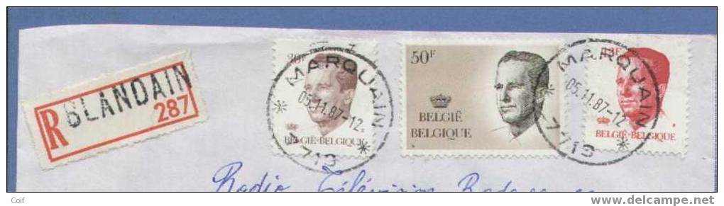 2126+2127+2203 Op Aangetekende Brief Met Sterstempel * MARQUAIN * , Naamstempel BLANDAIN Op Aantekenstrookje - 1981-1990 Velghe