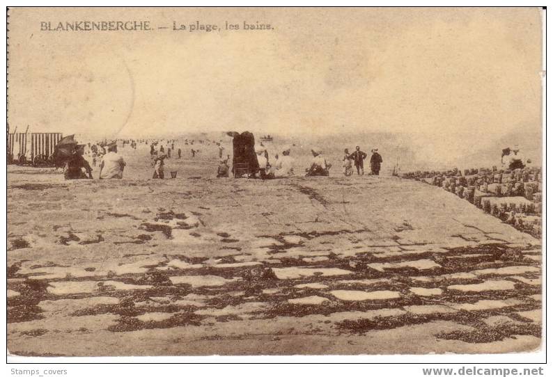 BELGIUM USED POST CARD 1919 BLANKENBERGHE LA PLAGE, LES BAINS - Blankenberge