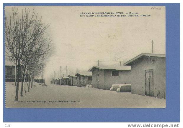 Kaart " KAMP VAN ELSENBORN IN DEN WINTER -Stallen" Met Stempel PMB 10, Naar Etterbeek - Marcas De La Armada