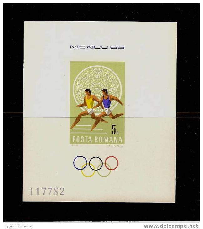 ROMANIA - 1968 - BF NUOVO STL DEDICATO AI GIOCHI OLIMPICI DI "MEXICO 68" - IN OTTIME CONDIZIONI - DC0507. - Zomer 1968: Mexico-City