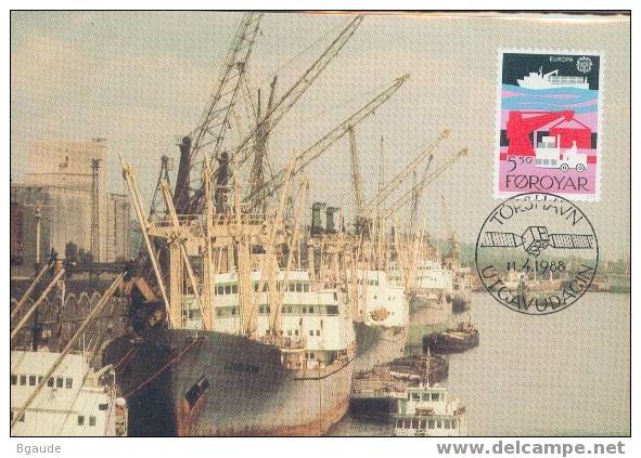 FEROE   1988 EUROPA CEPT CARTE MAXIMUM NUM.YVERT  161 YTRANSPORT MARITIME - 1988