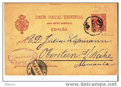 EE013 /  SPANIEN - 1895 – Bahnpost Madrid/Deutschland (ferro Carril) - 1850-1931