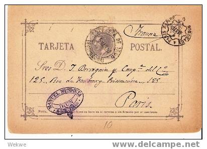 EE017 / 1887 – Fa. Manuel Mendietta, Irún/Paris – DP-Stempel Bordeaux/Paris Rapide - 1850-1931