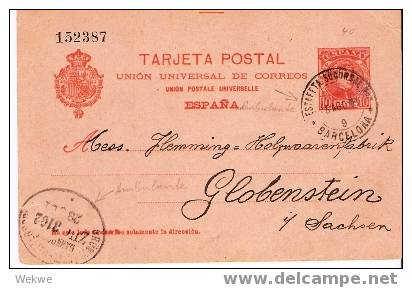 EE028  / SPANIEN -  /1901 – Barcelona/Deutschland (Globenstein I. Sachsen) Ambulante - 1850-1931