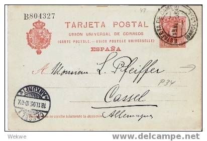 EE034 / SPANIEN - 1905 – Barcelona/Deutschland, Cassel,  – Firmenzudruck Credit Lyonnais - 1850-1931