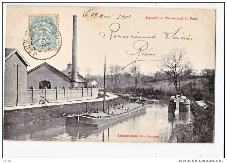 CPA-----59----JEUMONT-----CANAL----PENICHE----USINE - Jeumont