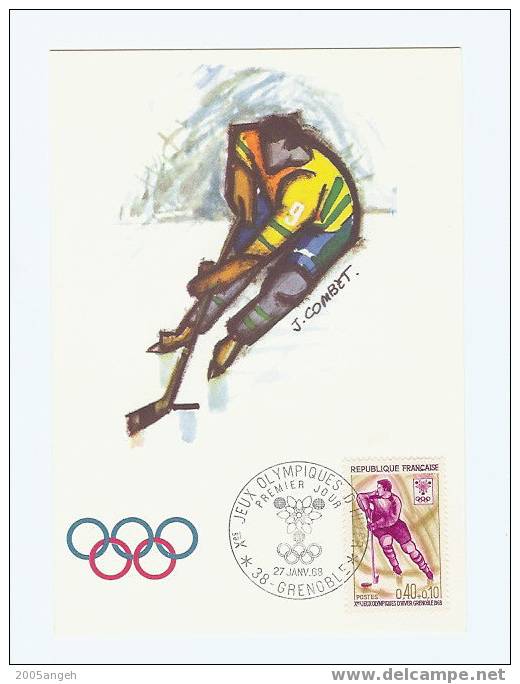 Serie De 5 Cartes Philatélique 1er Jour.Les Jeux Olympiques D´Hiver 1968 Grenoble.Premier Jour.Serie Cinq - Non Classés