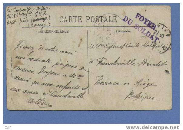 Kaart Verzonden Met Stempel FOYER DU SOLDAT Naar STAVELOT, Duitse Brugstempel Als Aankomst - Lettres & Documents