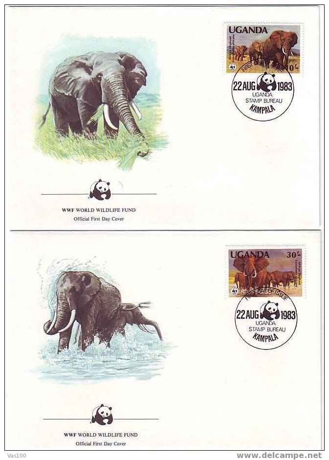 UGANDA 1983 FDC ELEPHANTS,VERY NICE. - Elefanti