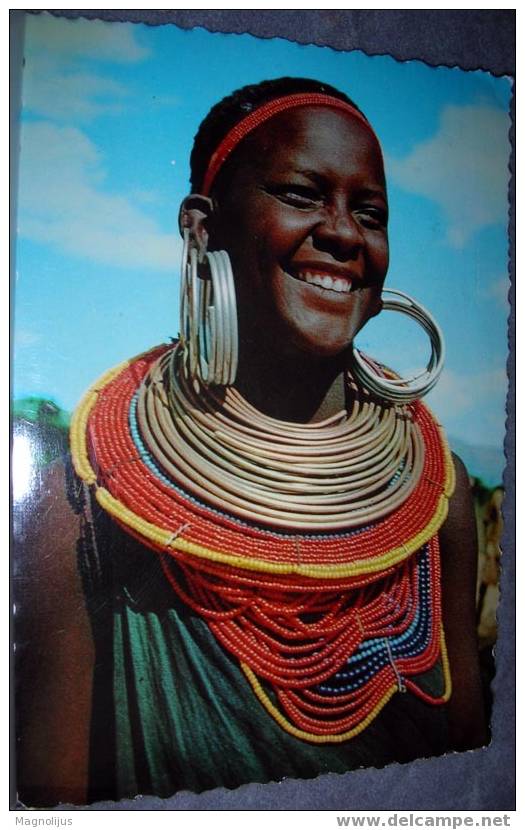 Kenya,African Woman,Costumes,Folklore,postcard,West Suk Girl,Folklore - Kenya