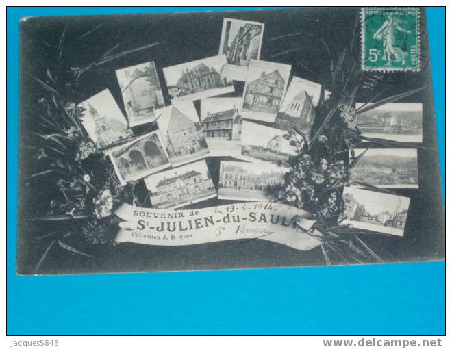 89) Saint Julien Du Sault - Souvenir De  - ANNEE  1914- EDIT  J D - Tres Belle Carte - Saint Julien Du Sault