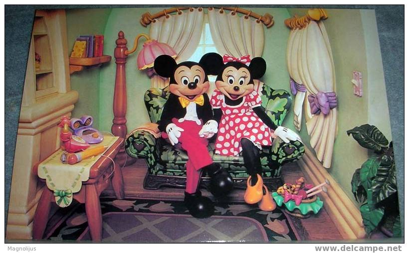 Mickey & Minnie Mouse, Disney, Cartoon, Postcard - Disneyland