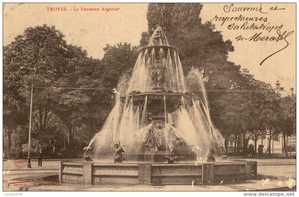 10 / TROYES / LA FONTAINE ARGENCE / DOS NON DIVISE 1903 - Troyes