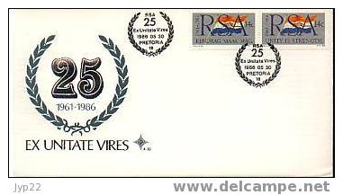 Jolie FDC 1er Jour RSA Afrique Du Sud CAD 30-05-1986 Pretoria 25° Anniv De La République - Tp Drapeaux Flag - FDC