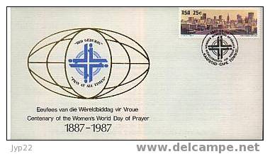 Jolie FDC RSA Afrique Du Sud 6-03-1987 Cape Town Centenary Of The Women´s World Day Of Prayer Jour De La Prière Religion - FDC