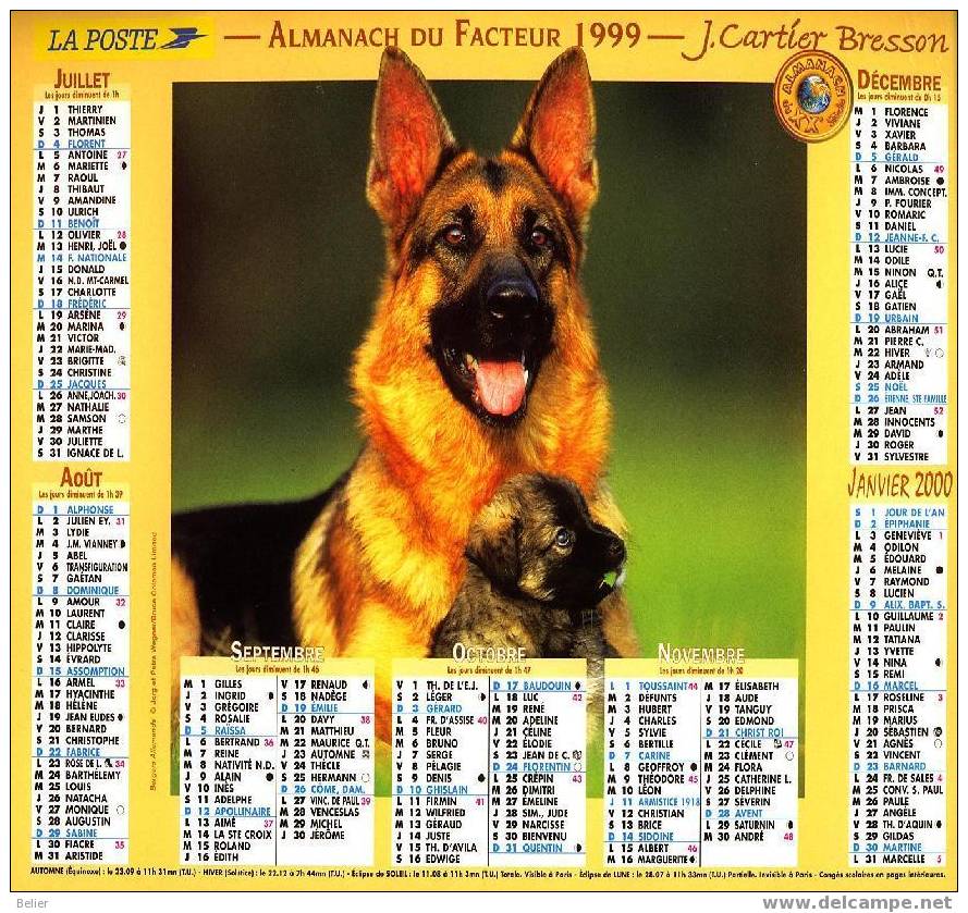 CALENDRIER ALMANACH 1999 - Grand Format : 1991-00