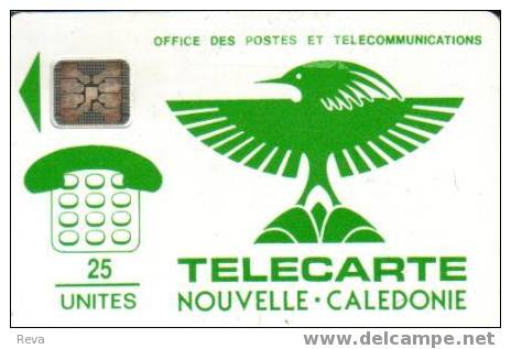 NEW CALEDONIA 25 U  GREEN  CAGOU  BIRD NCL-01A  CV$45US CHIP5 6MM SN NOT LISTED  SPECIAL PRICE !!! - Nuova Caledonia