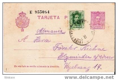 EE061 / - SPANIEN - Ganzsache, Sagunto –(Valencia) Mit Zusatzfrankatur – 1930 Nach  Holzminden, Deutschland - 1850-1931