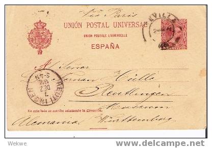 EE062  - SPANIEN -/ Sevilla – 1892 – Nach Deutschland (REUTLINGEN) - 1850-1931