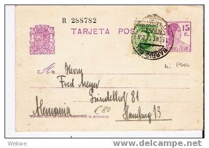 EE069 / - SPANIEN - 1934 – Murcia/Hamburg Mit Zusatzmarke, Mi.Nr.84 B (violeta) - 1931-....