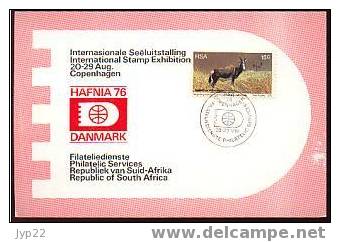 Jolie Carte FDC Hafnia 76 Danemark Copenhage Expo Internationale Philatélique - Avec Tp RSA - Brieven En Documenten