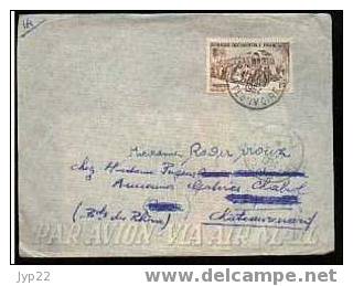 Lettre AOF Obl CAD 7-01-1954 Côte D´Ivoire Tp A.O.F. N°40 Seul - Autorail Gare De Dakar - Covers & Documents