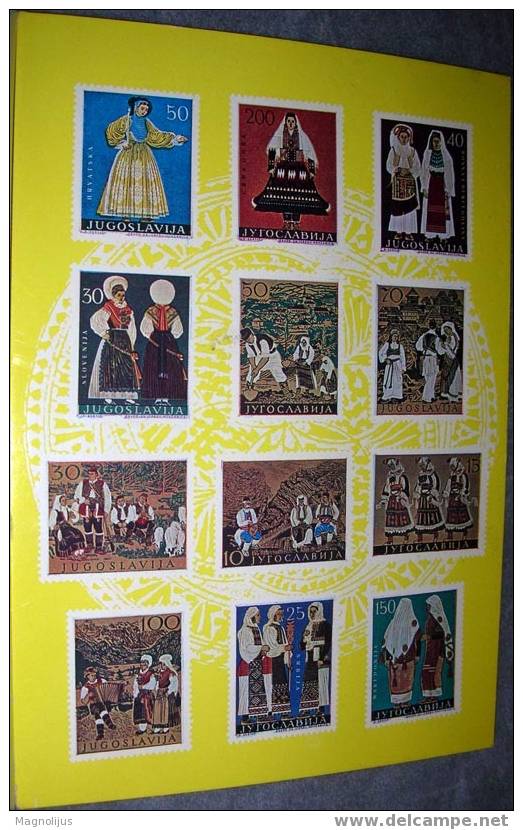 Yugoslavia, Postcard With Stamps,folklore - Briefmarken (Abbildungen)