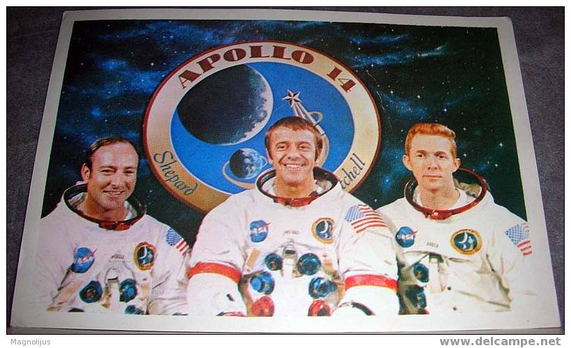 Apollo 14, Postcard,space,cosmos,crue,cosmonauts - Astronomia