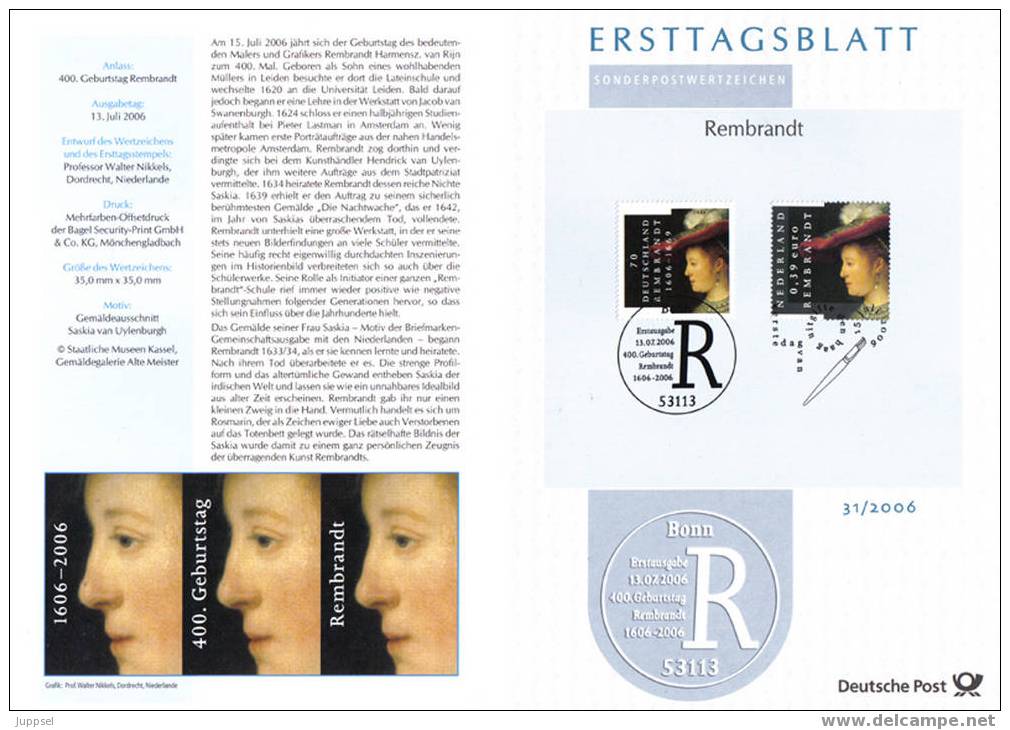ETB  31/2006  Mit Deutscher Und Niederländischer Saskia Marke - Rembrandt