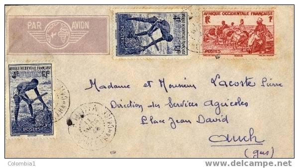 AOF Lettre Pour Auch 1945 - Covers & Documents