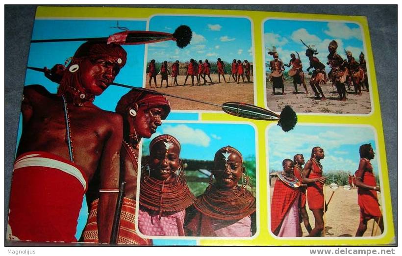 African Culture, Postcard,Tribes,spears - Kenya