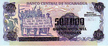 NICARAGUA   500 000 Cordobas/20 Cordobas  Non Daté (1990)   Pick 163   *****BILLET  NEUF***** - Nicaragua