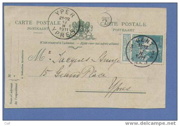 90 Op Kaart "UNE REVUE DE L'ARMEE BELGE" Met Stempel GENT 3H - 1910-1911 Caritas