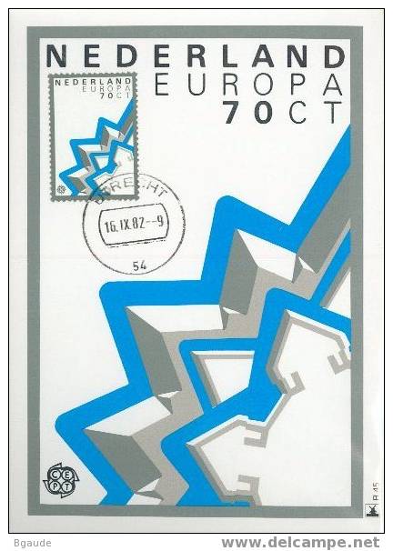 PAYS BAS  1982 EUROPA  CEPT  CARTE MAXIMUM NUM.YVERT 1190 OUVRAGE DE DEFENSE COEVORDEN - 1982